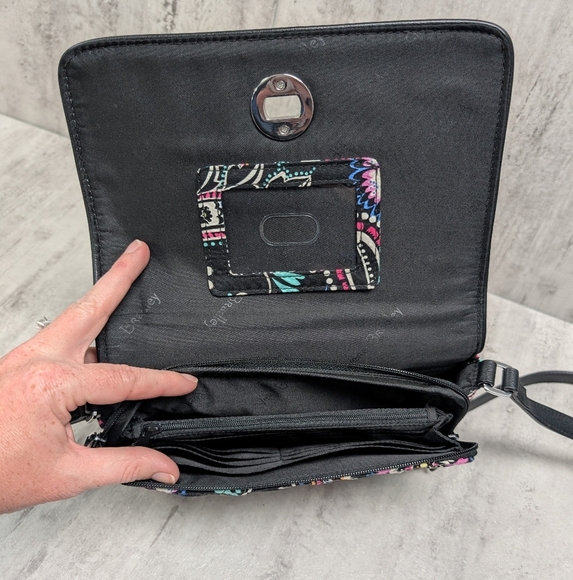 Vera Bradley Turnlock Bandana Swirl Black Paisley Multicolor Petite Crossbody - Picture 10 of 12